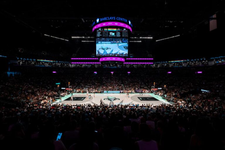 Fans watching a New York Liberty game in the arena