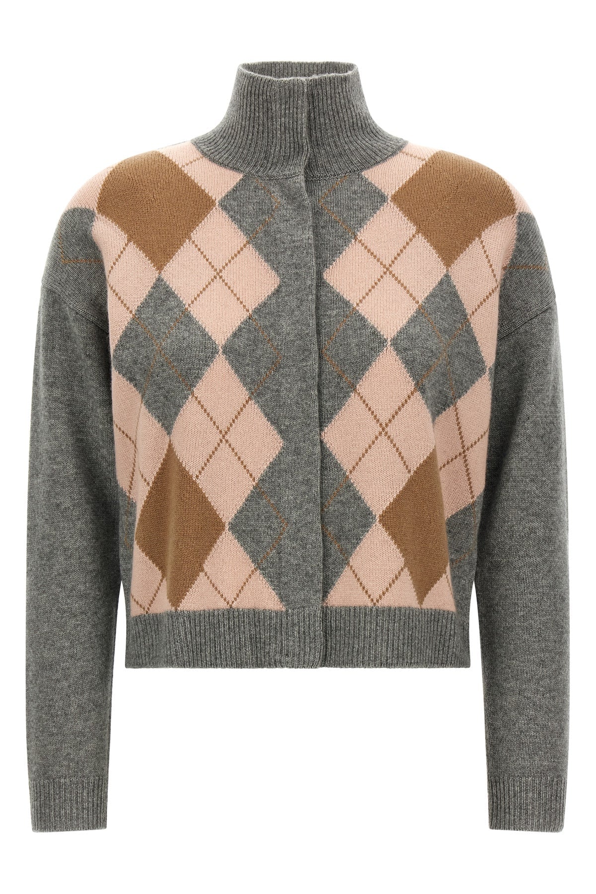 Max Mara Studio Pacche wool and cashmere cardigan with argyle front
