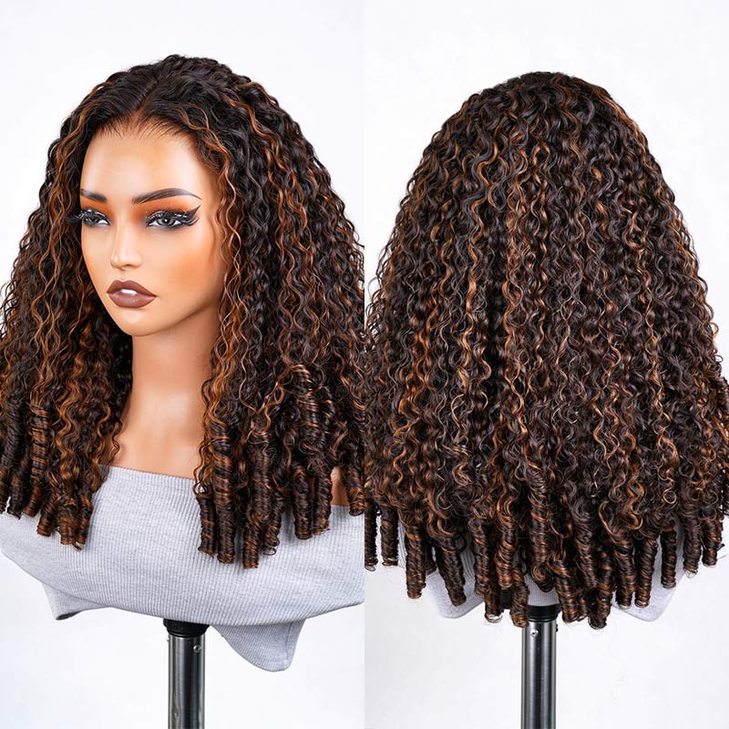 Burmese curly wig with a defined curl pattern