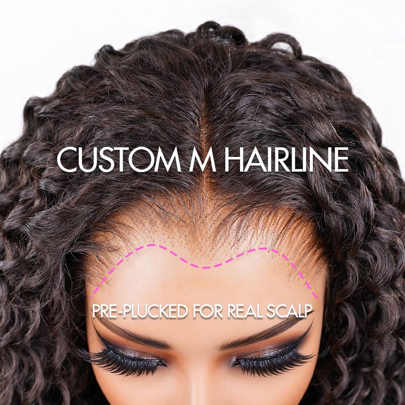 Loose curly wig shown on a model